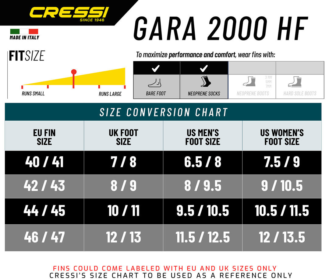 Cressi Gara 2000 HF Freediving Fins