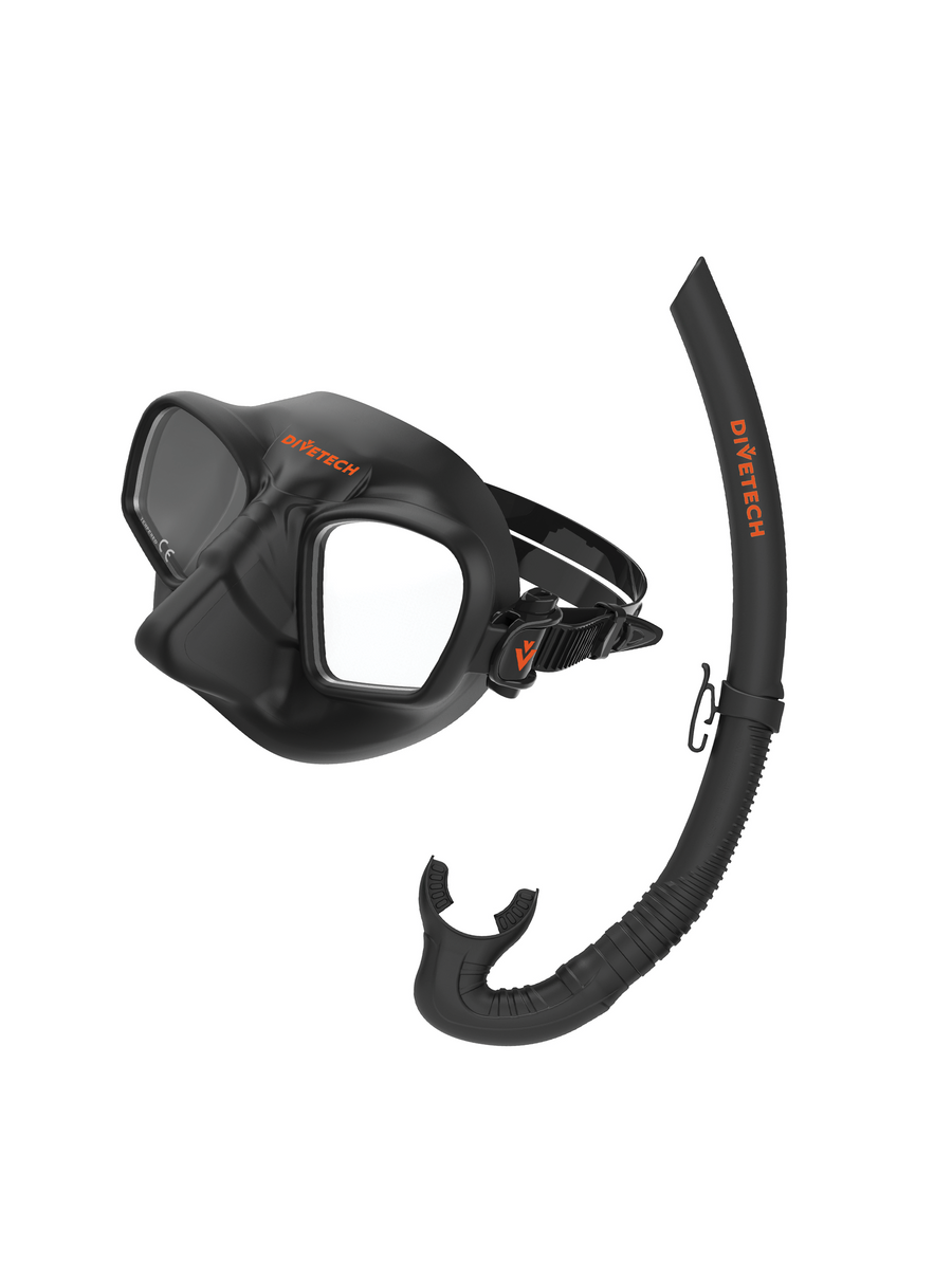 Shadow Black Mirrored Mask And Classic Spearo Snorkel Set – DivetechNZ